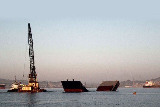 Broken hopper barge in the SF Bay