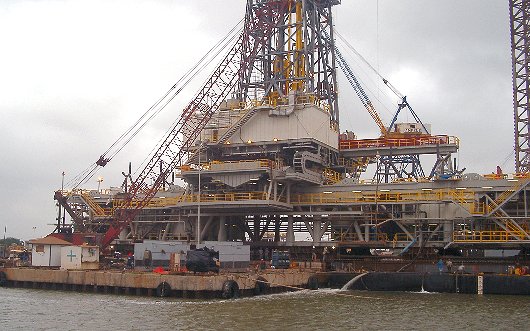 Holstein drilling module skidded on barge