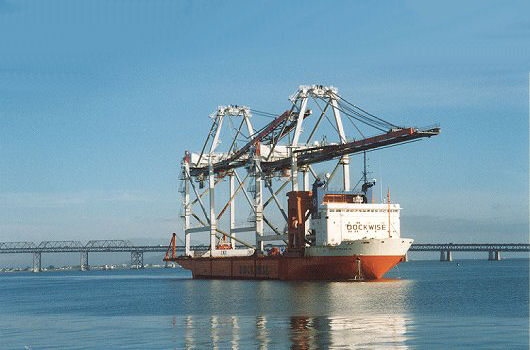 Dock Express 10 arrives with 2 Mitsui container cranes