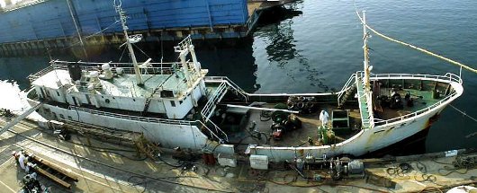 The Oriskany in preparation of the tow