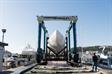 Cradle loaded onto barge withTravelift