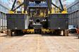 Dredge lowered onto cribbing blocks