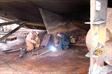 Welding longitudinal skeg seafastening